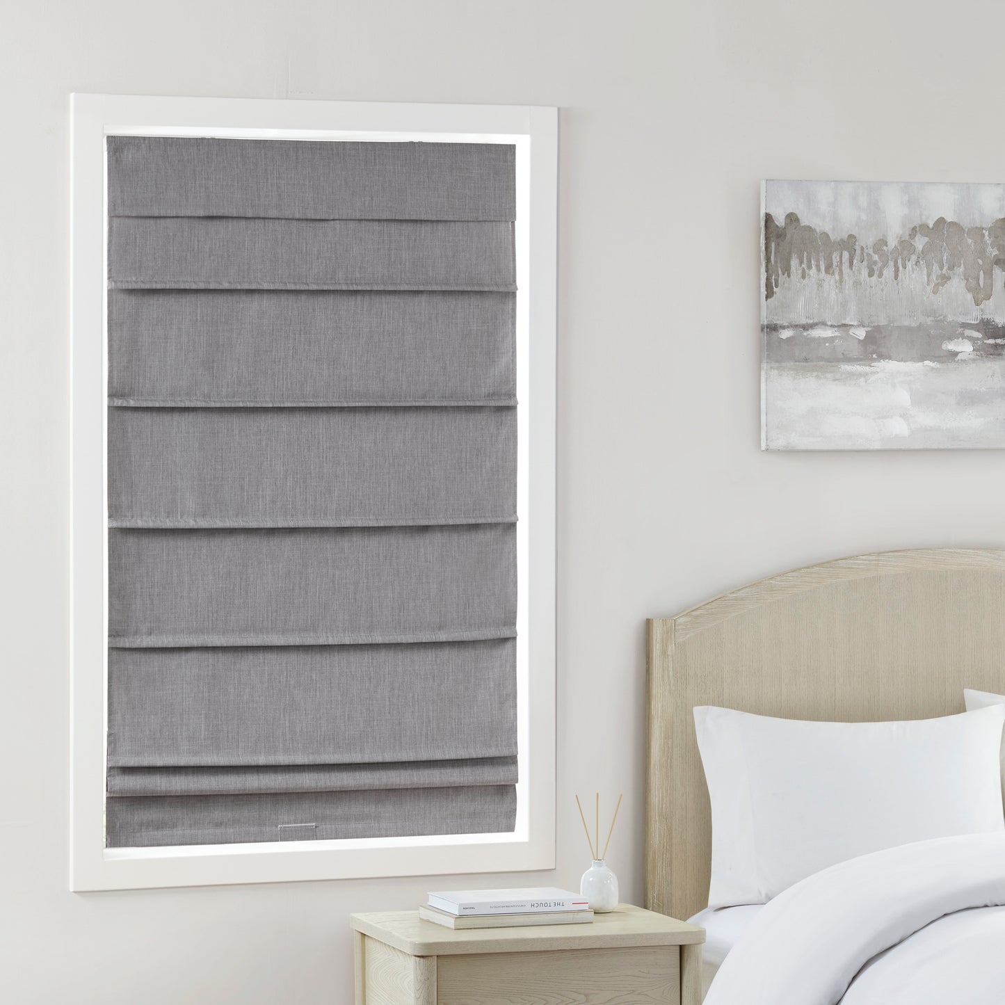 Madison Park Faux Linen Cordless Total Blackout Roman Shade
