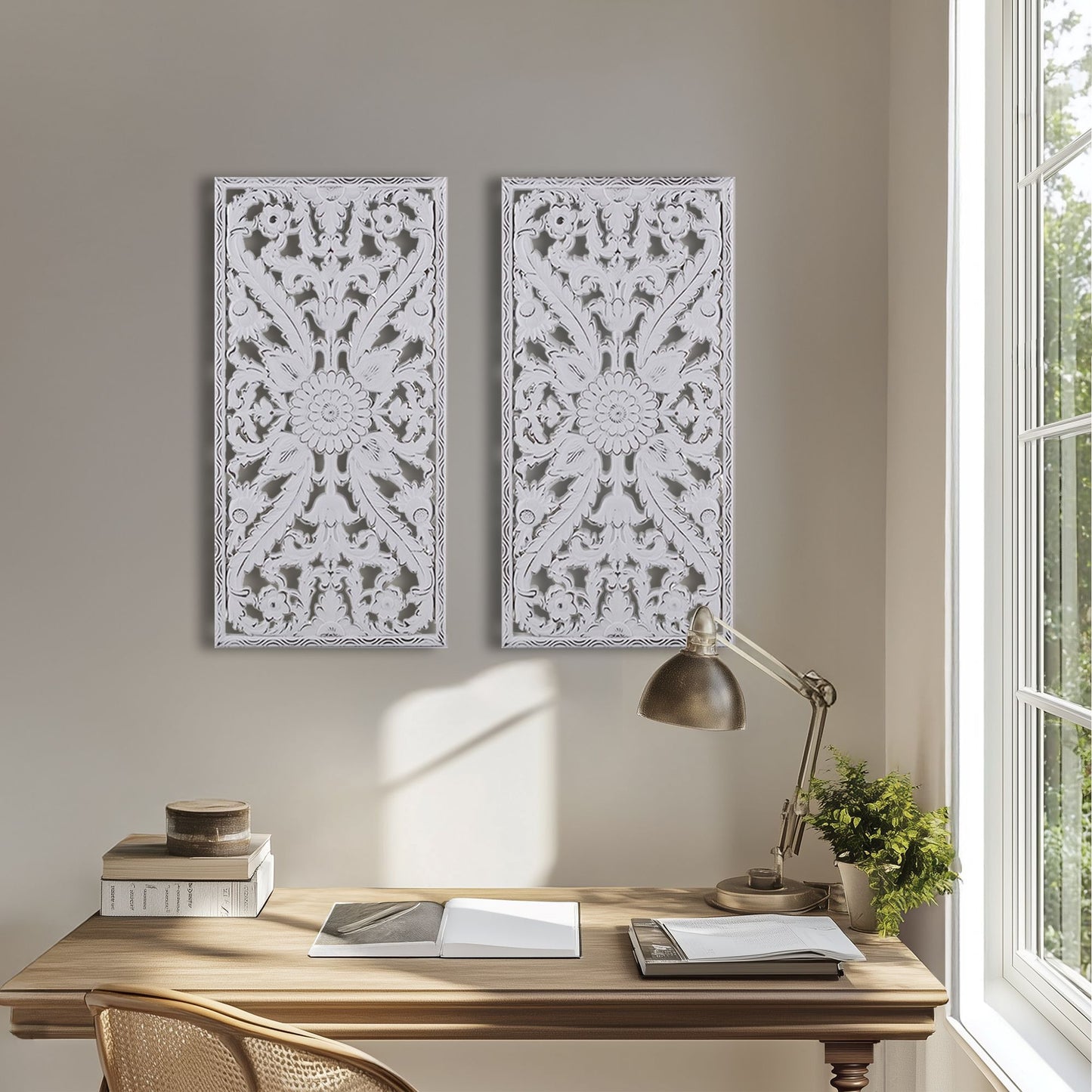 Madison Park Distressed Carved Wood 2-piece Wall Decor Set