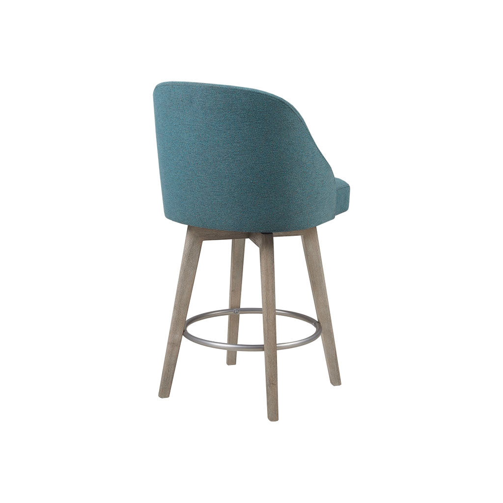 Madison Park Pearce Swivel Upholstered Counter Stool with Solid Wood Legs & Metal Footrest