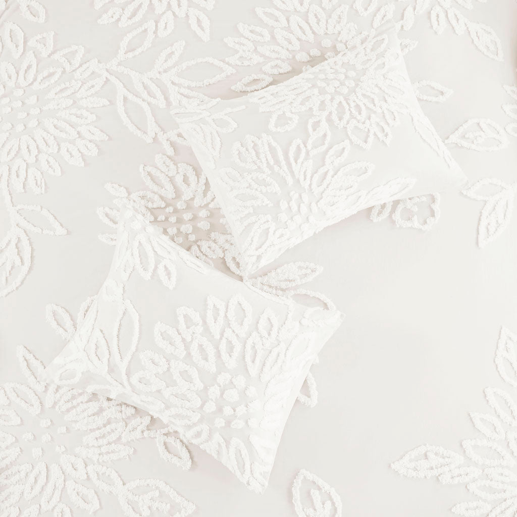 Madison Park 3 Piece Tufted Cotton Chenille Floral Duvet Cover Set