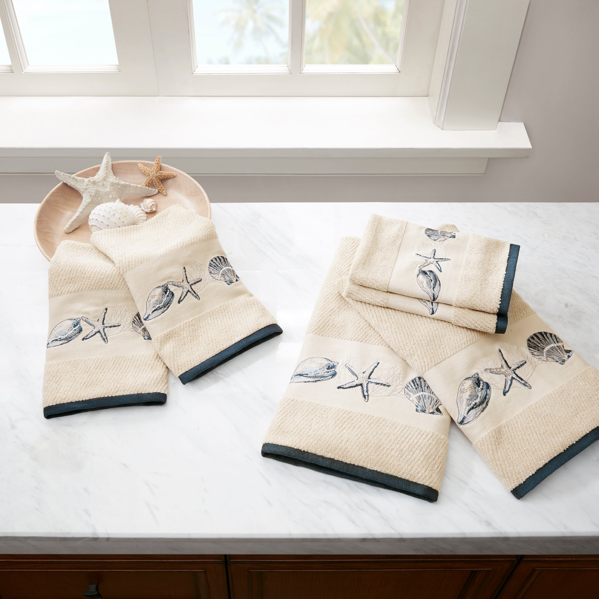 Bayside Embroidered Cotton Jacquard 6 Piece Towel Set - Madison