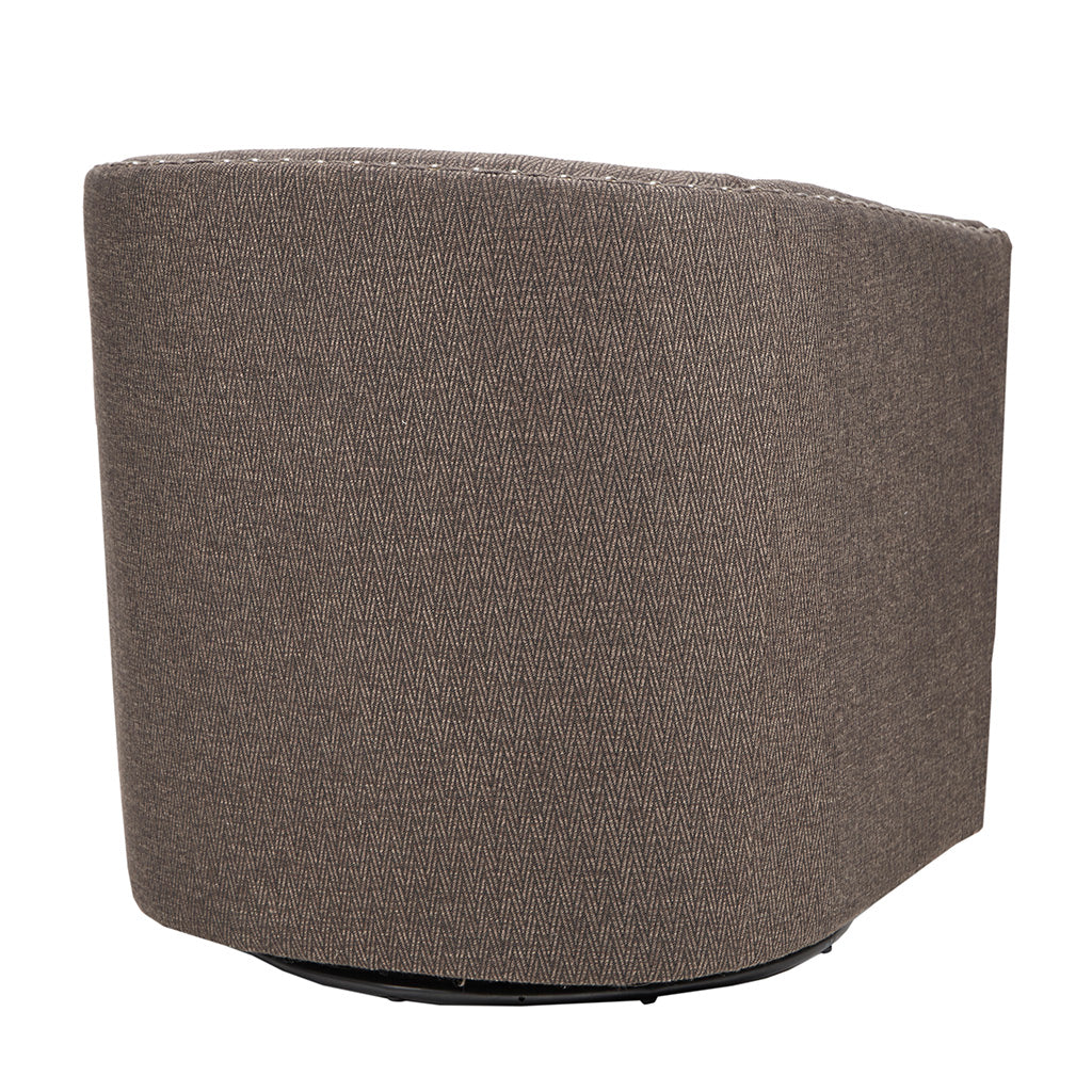 Madison Park Tyler Upholstered Swivel Barrel Chair with Nailheads