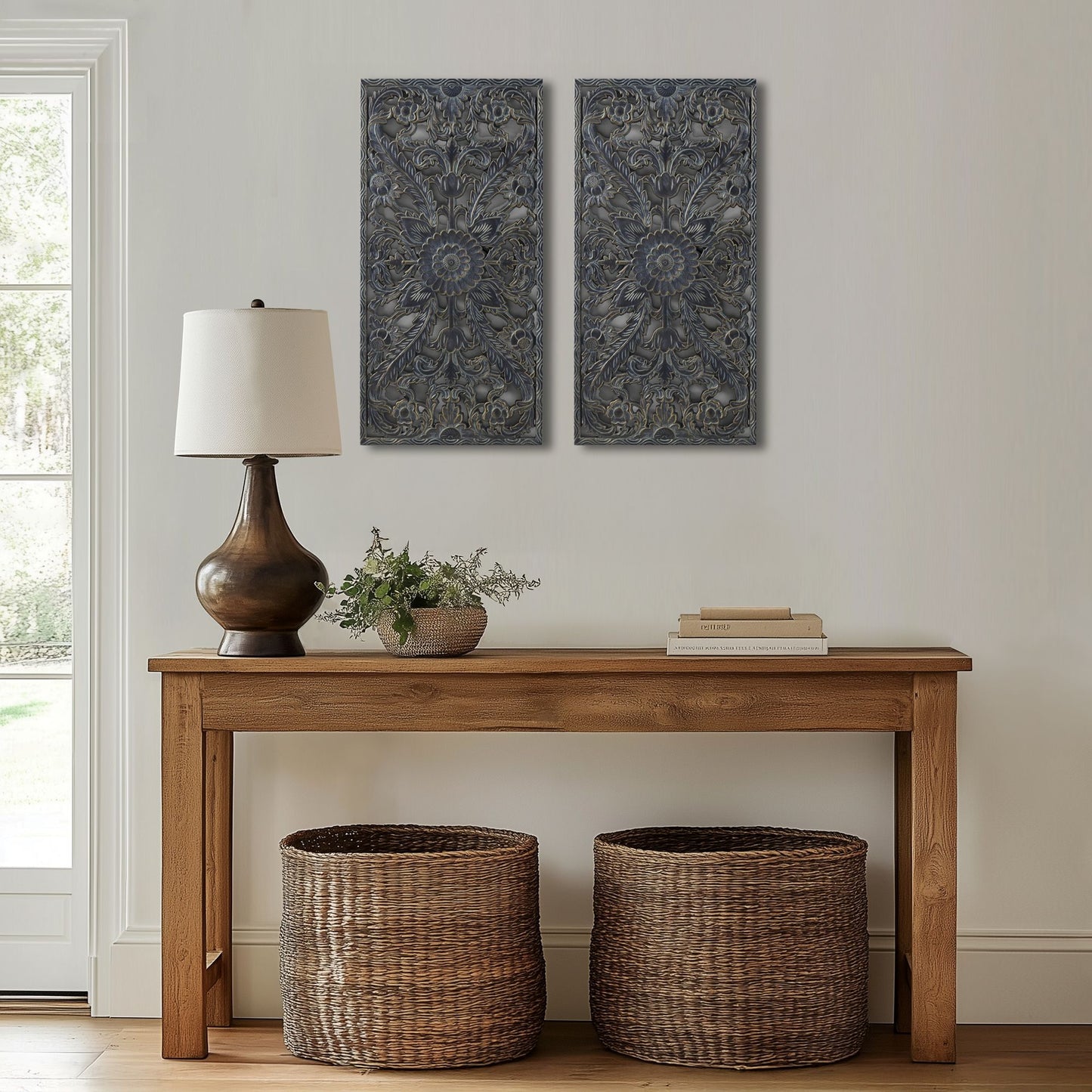 Madison Park Distressed Carved Wood 2-piece Wall Decor Set