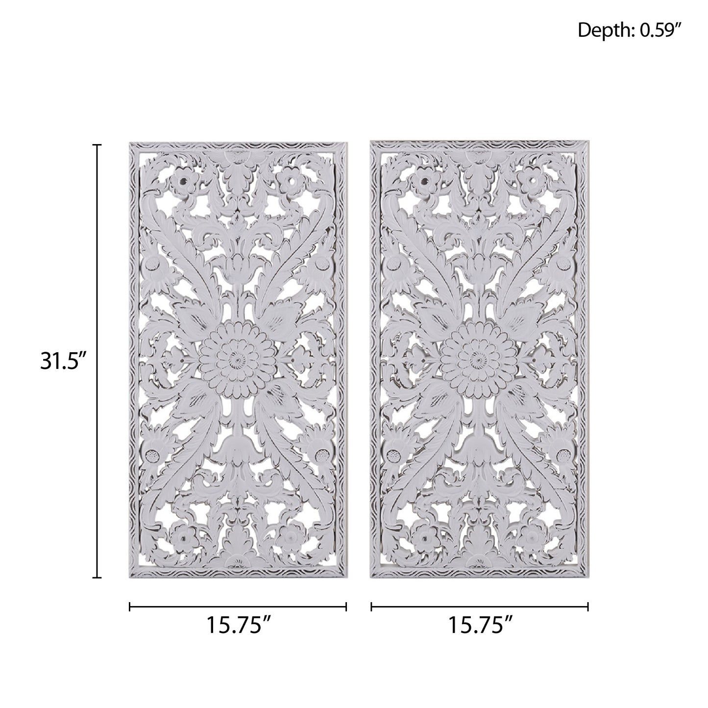 Madison Park Distressed Carved Wood 2-piece Wall Decor Set
