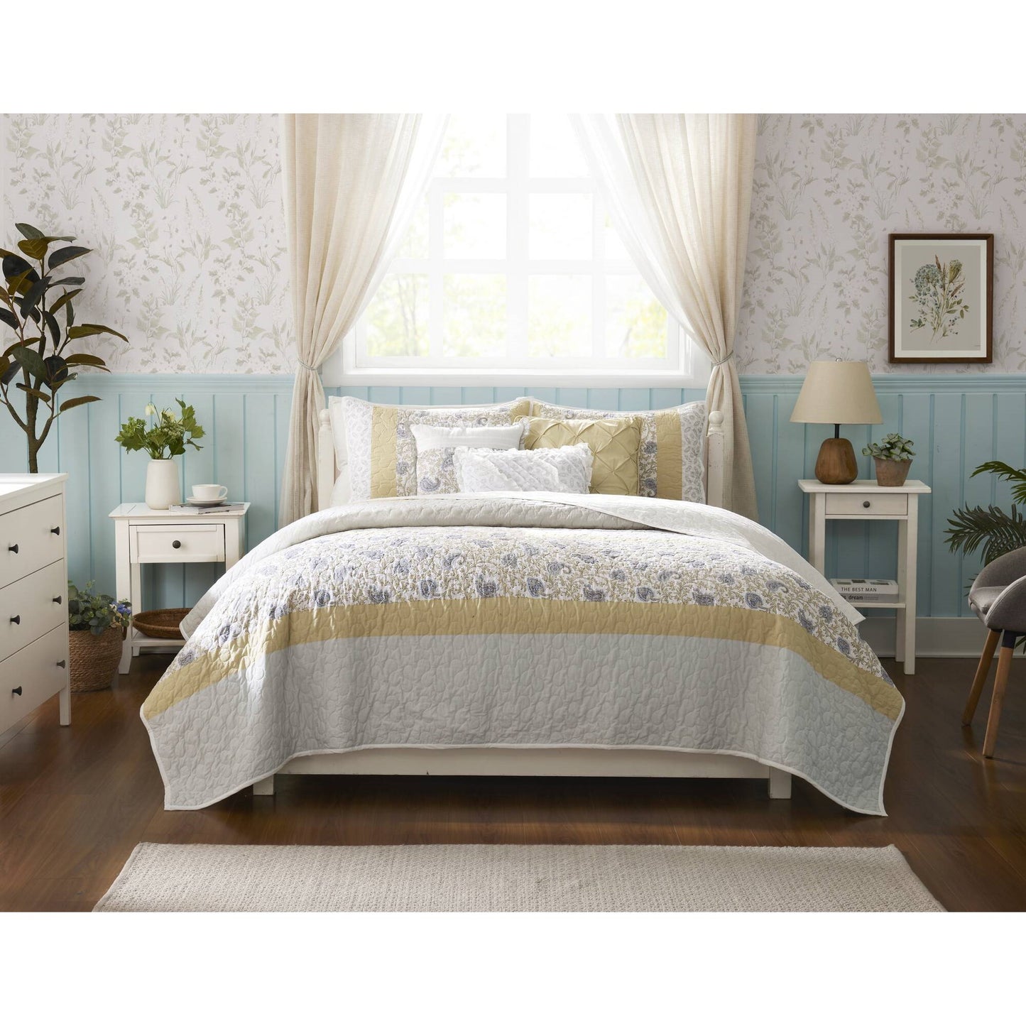 Madison Park 6 Piece Cotton Percale Quilt Set with Throw Pillows