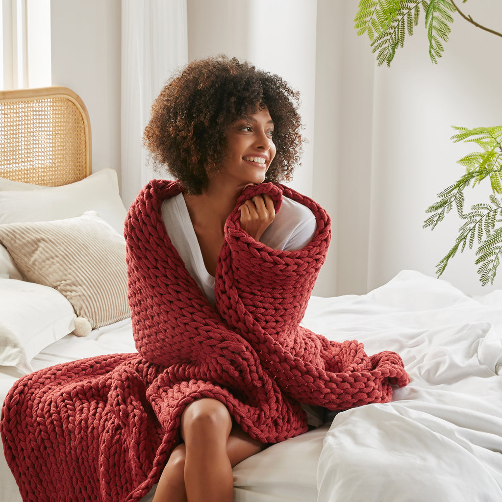 Madison Park Hand Made Chunky Double Knit Throw Blanket
