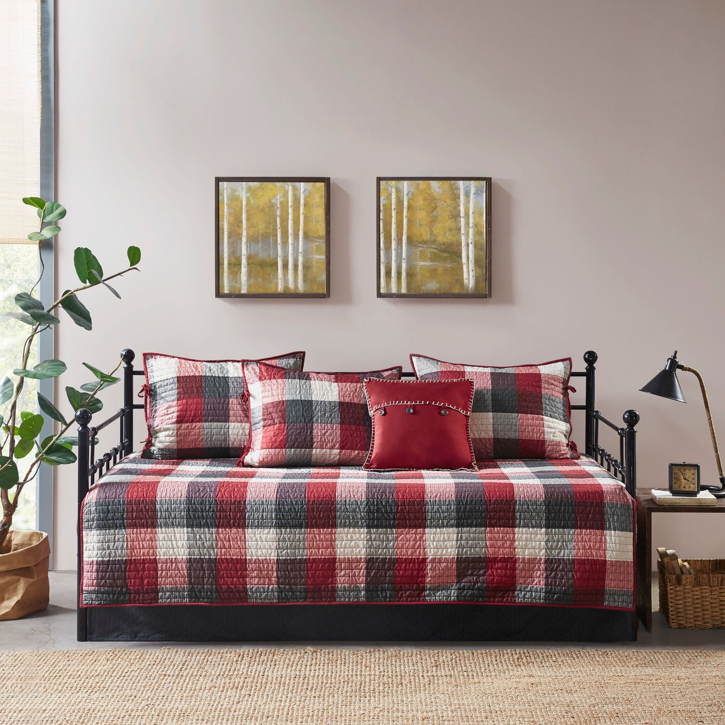 Madison Park 6 Piece Reversible Plaid Daybed Cover Set
