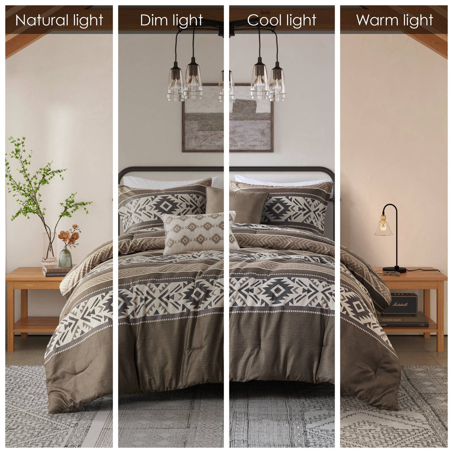 Madison Park 5 Piece Stripe Herringbone Comforter Set with Throw Pillows