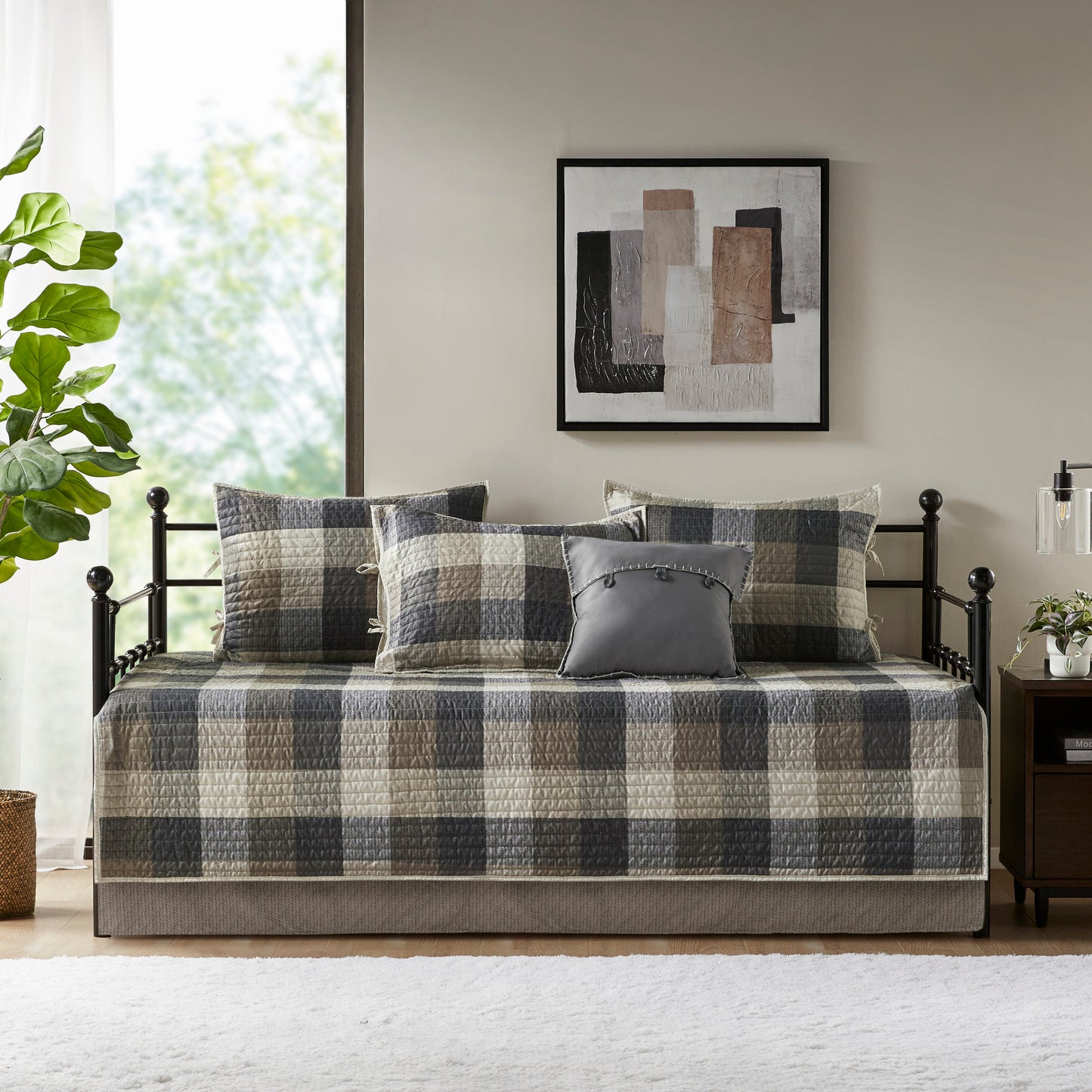 Madison Park 6 Piece Reversible Plaid Daybed Cover Set