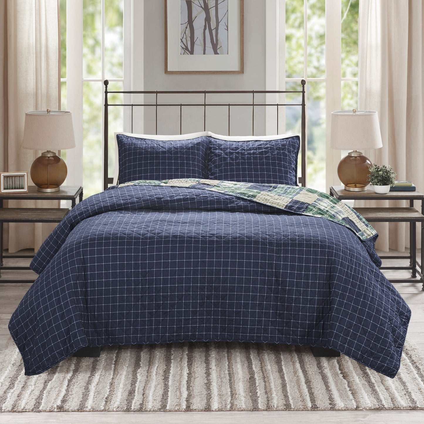 Madison Park 3 Piece Reversible Printed Quilt Set