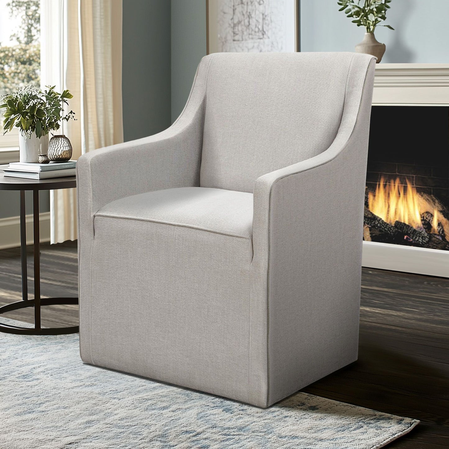 Madison Park Skirted Dining Arm Chair with Casters