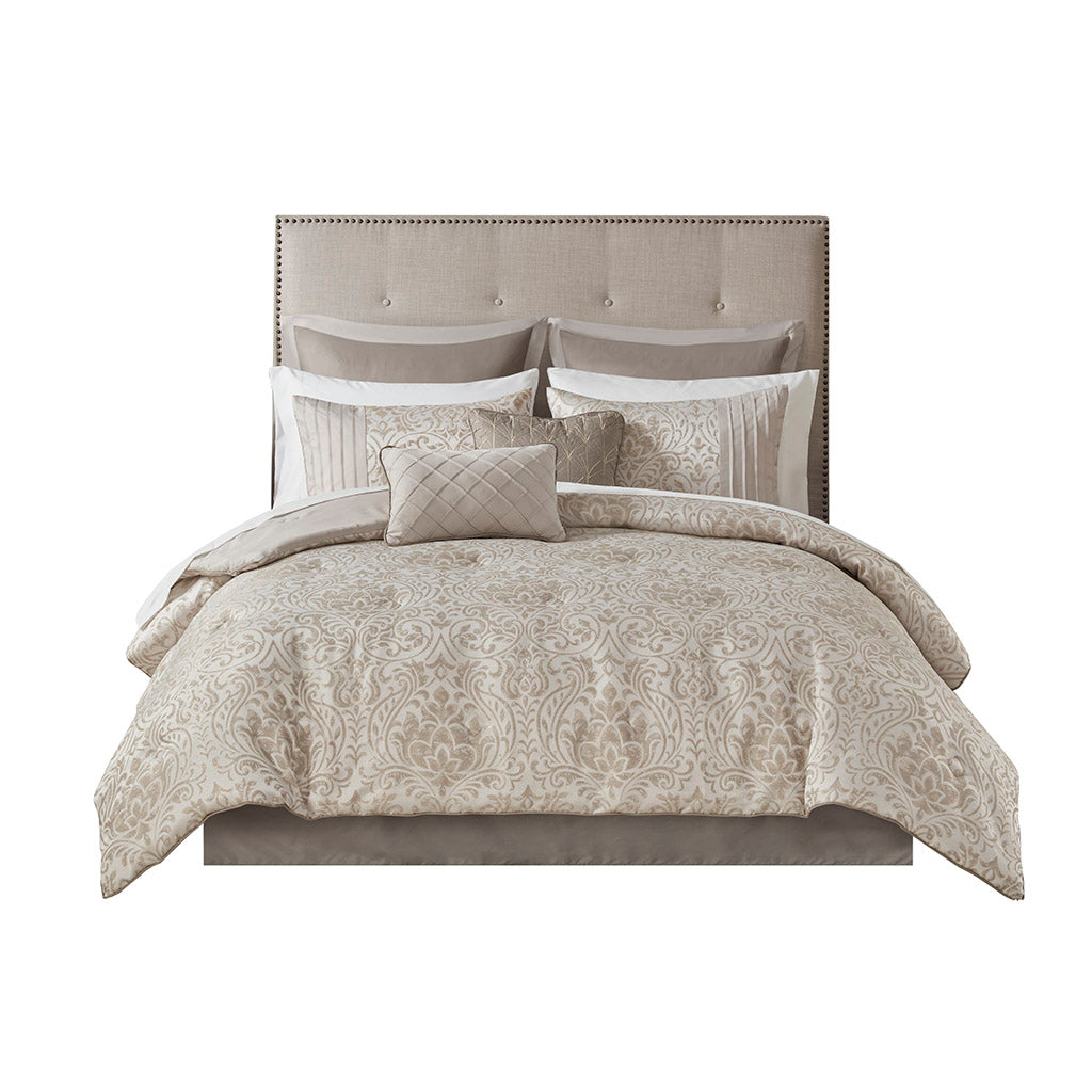 Madison Park 12 Piece Jacquard Comforter Set with Bed Sheets
