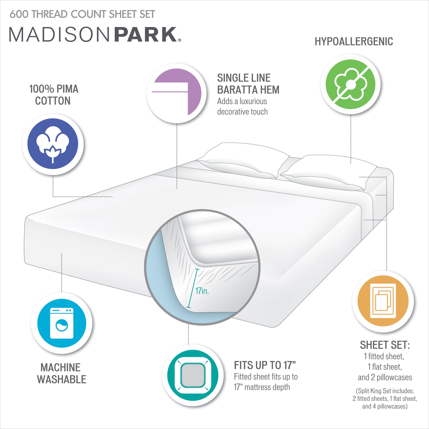 Madison Park Pima Cotton Sheet Set
