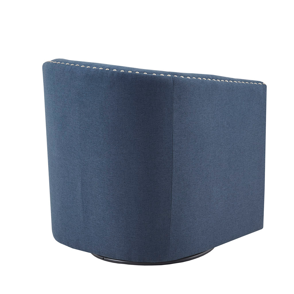 Madison Park Tyler Upholstered Swivel Barrel Chair with Nailheads