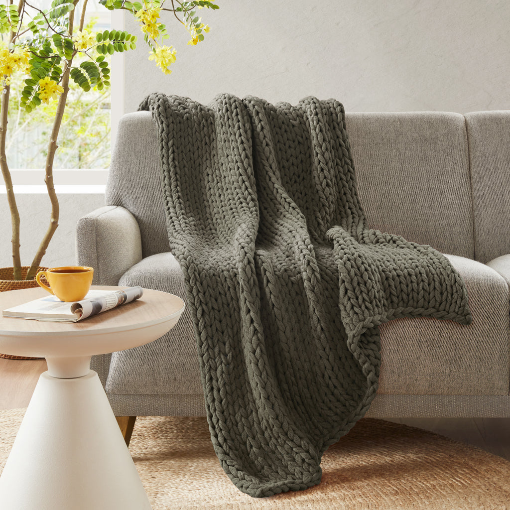 Madison Park Hand Made Chunky Double Knit Throw Blanket