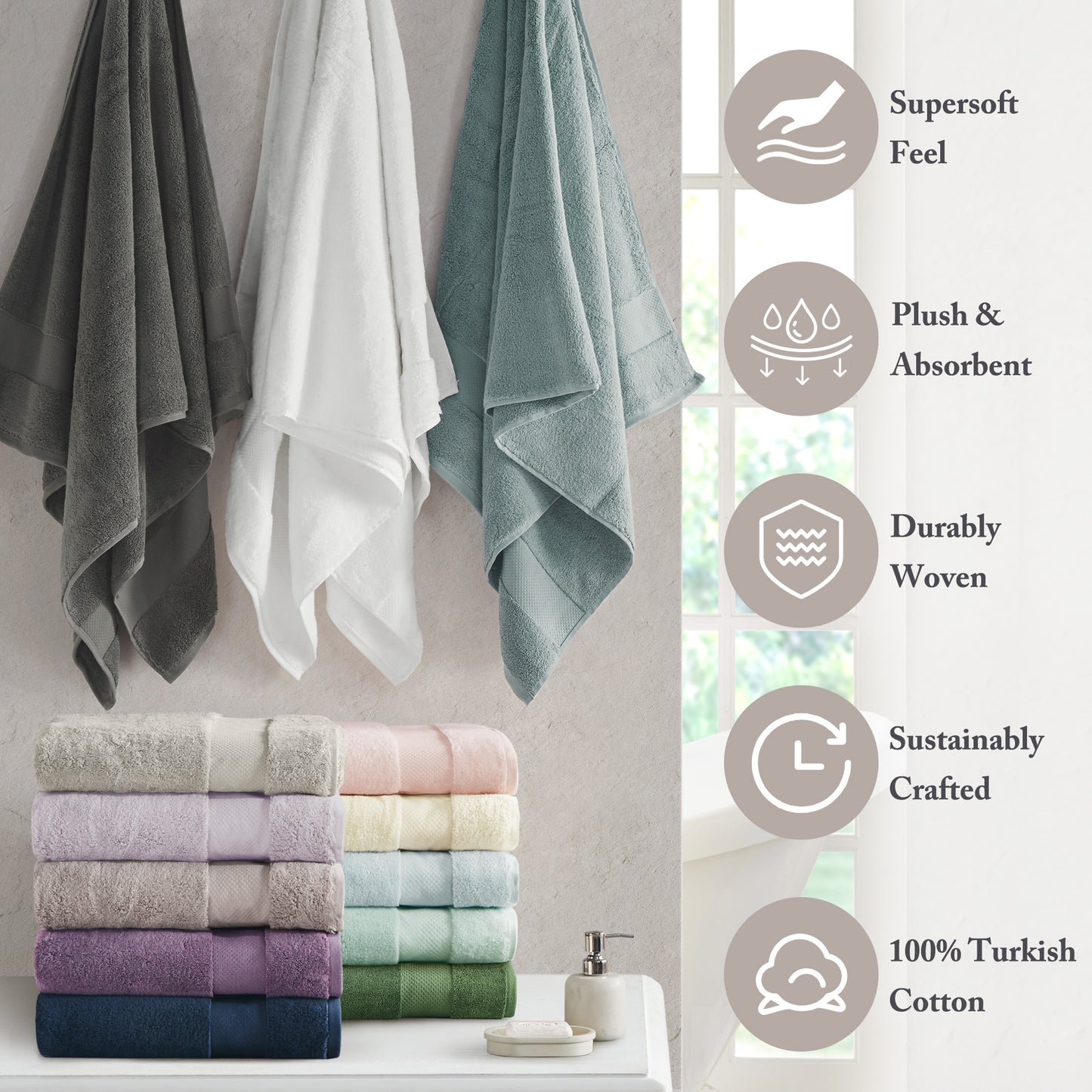 Madison Park Signature Cotton 6 Piece Bath Towel Set