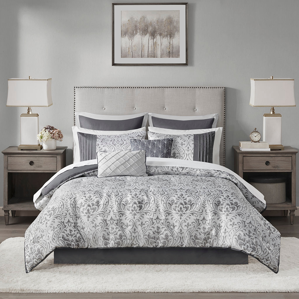 Madison Park 12 Piece Jacquard Comforter Set with Bed Sheets