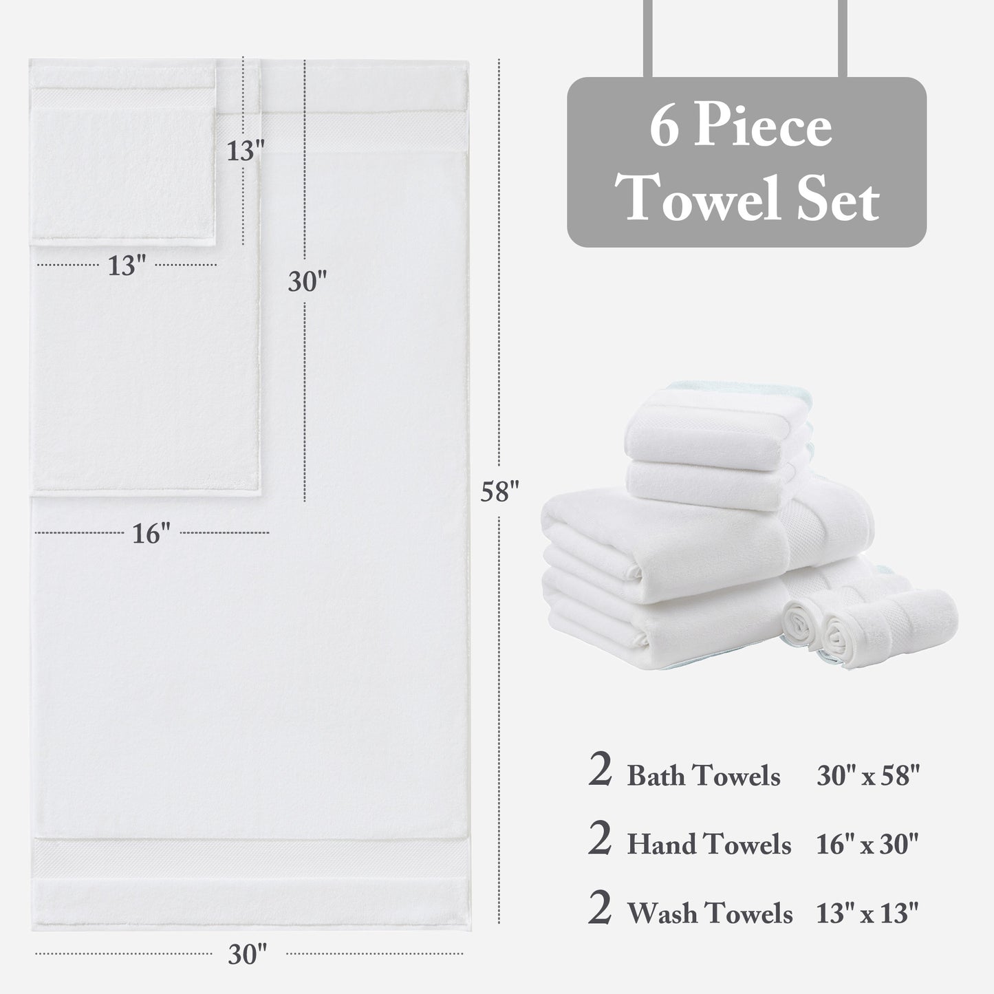 Madison Park Signature Cotton 6 Piece Bath Towel Set