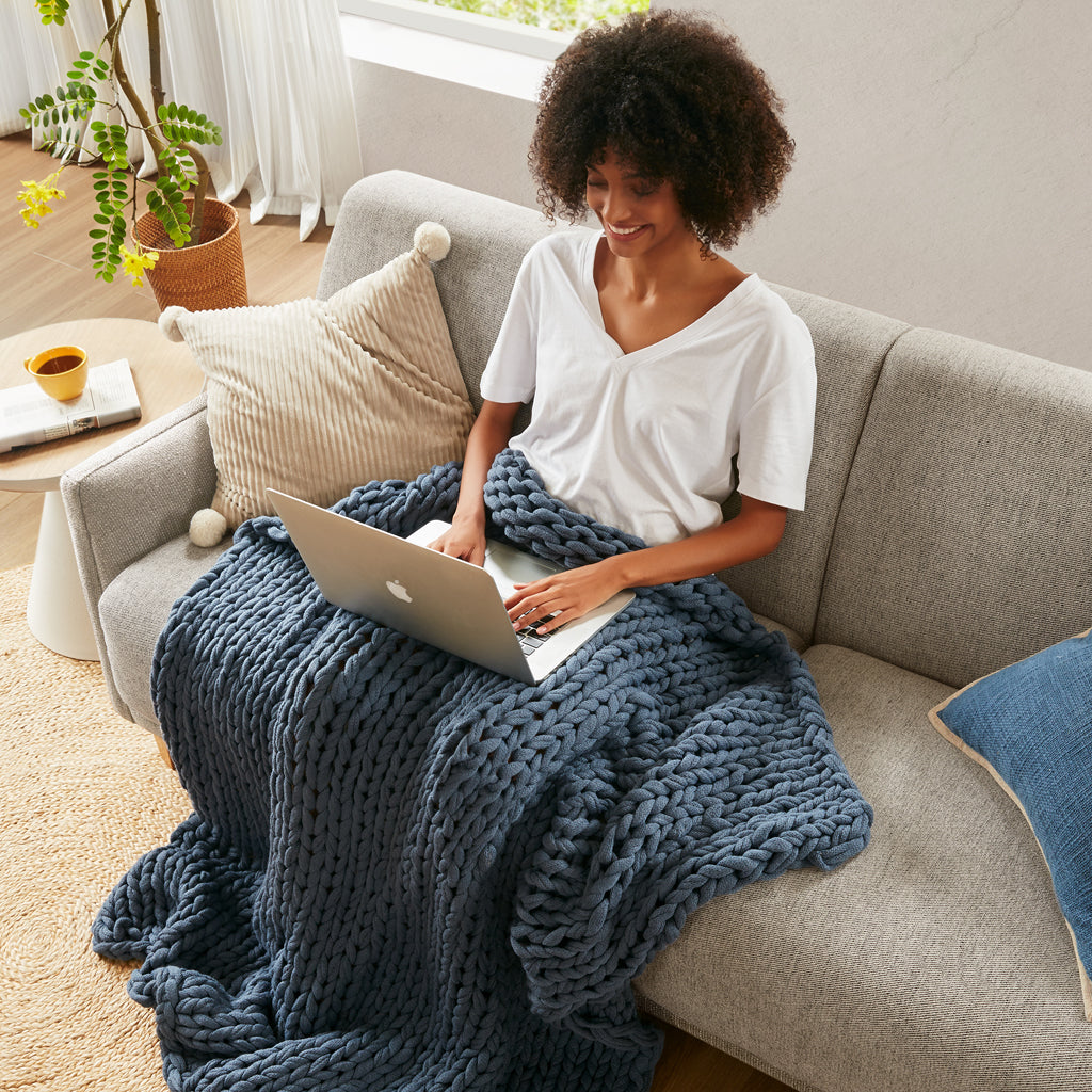 Madison Park Hand Made Chunky Double Knit Throw Blanket