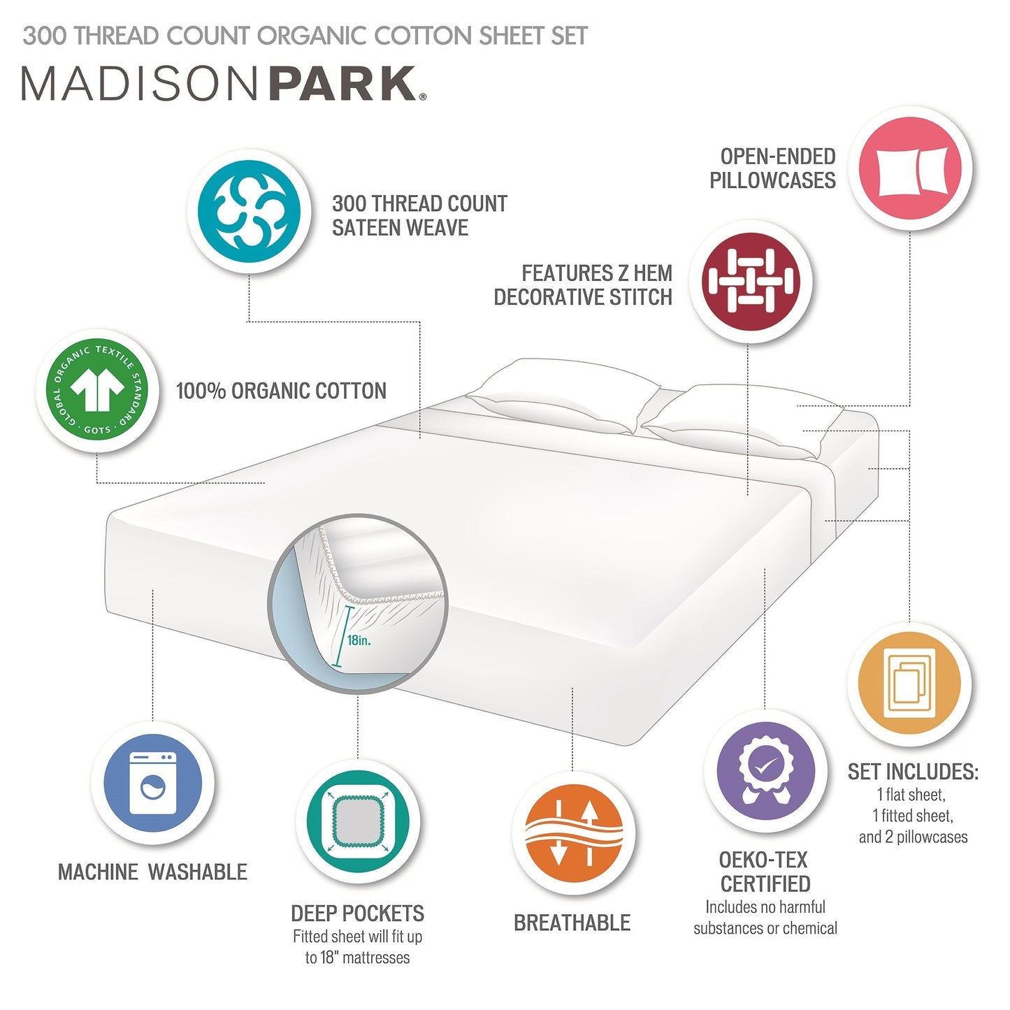 Madison Park Deep Pocket Sheet Set