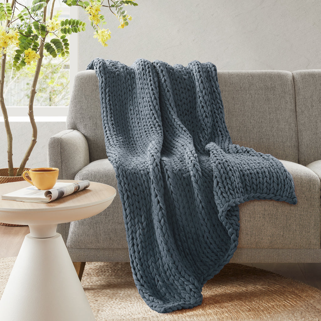 Madison Park Hand Made Chunky Double Knit Throw Blanket