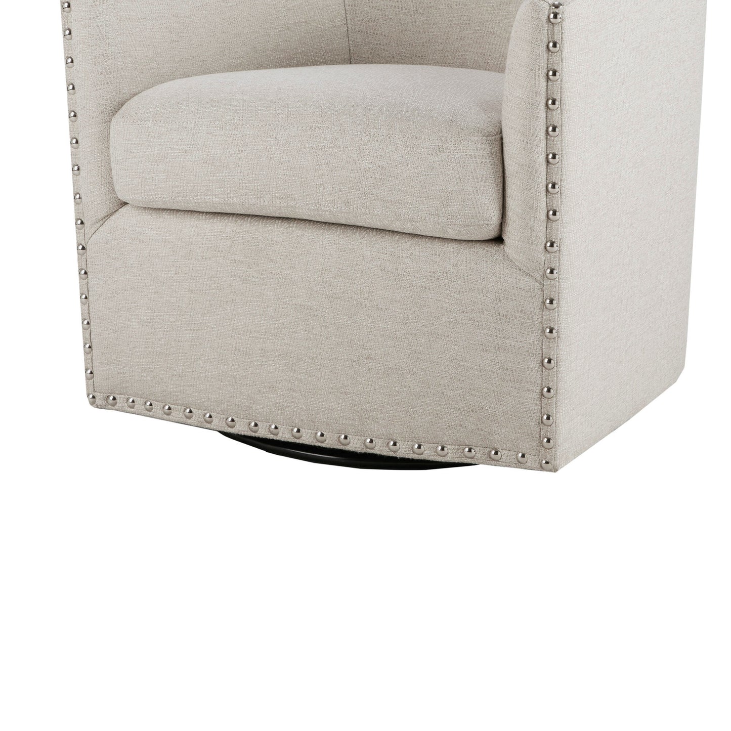 Madison Park Tyler Upholstered Swivel Barrel Chair with Nailheads