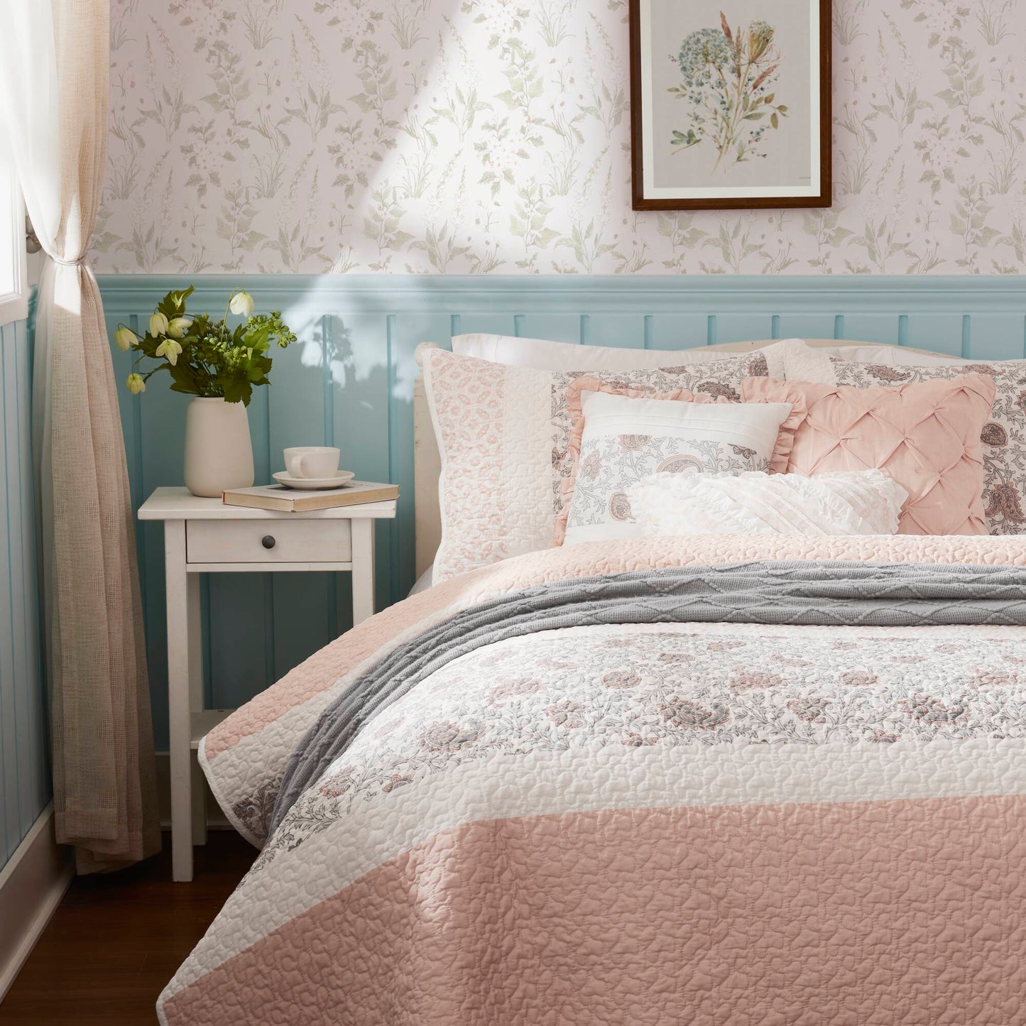 Madison Park 6 Piece Cotton Percale Quilt Set with Throw Pillows