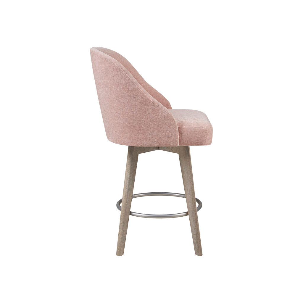 Madison Park Pearce Swivel Upholstered Counter Stool with Solid Wood Legs & Metal Footrest