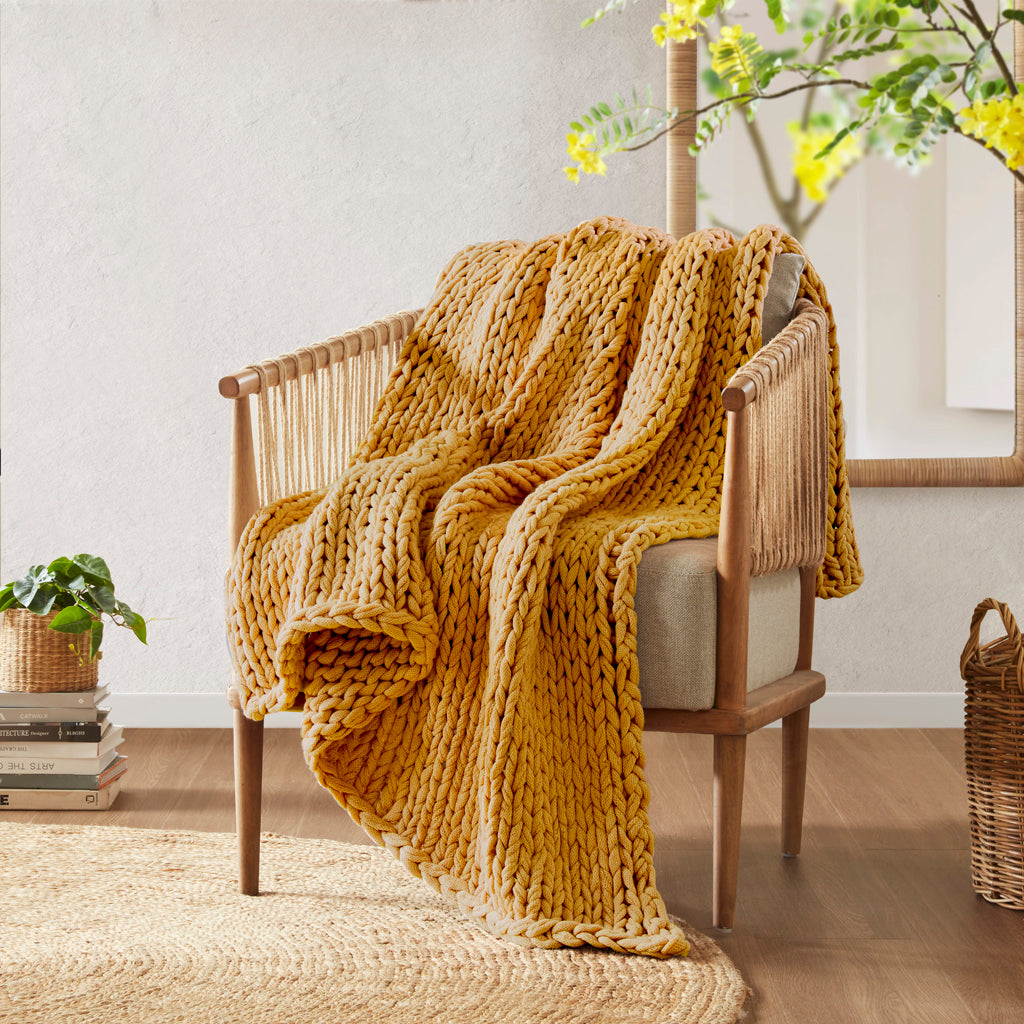 Madison Park Hand Made Chunky Double Knit Throw Blanket