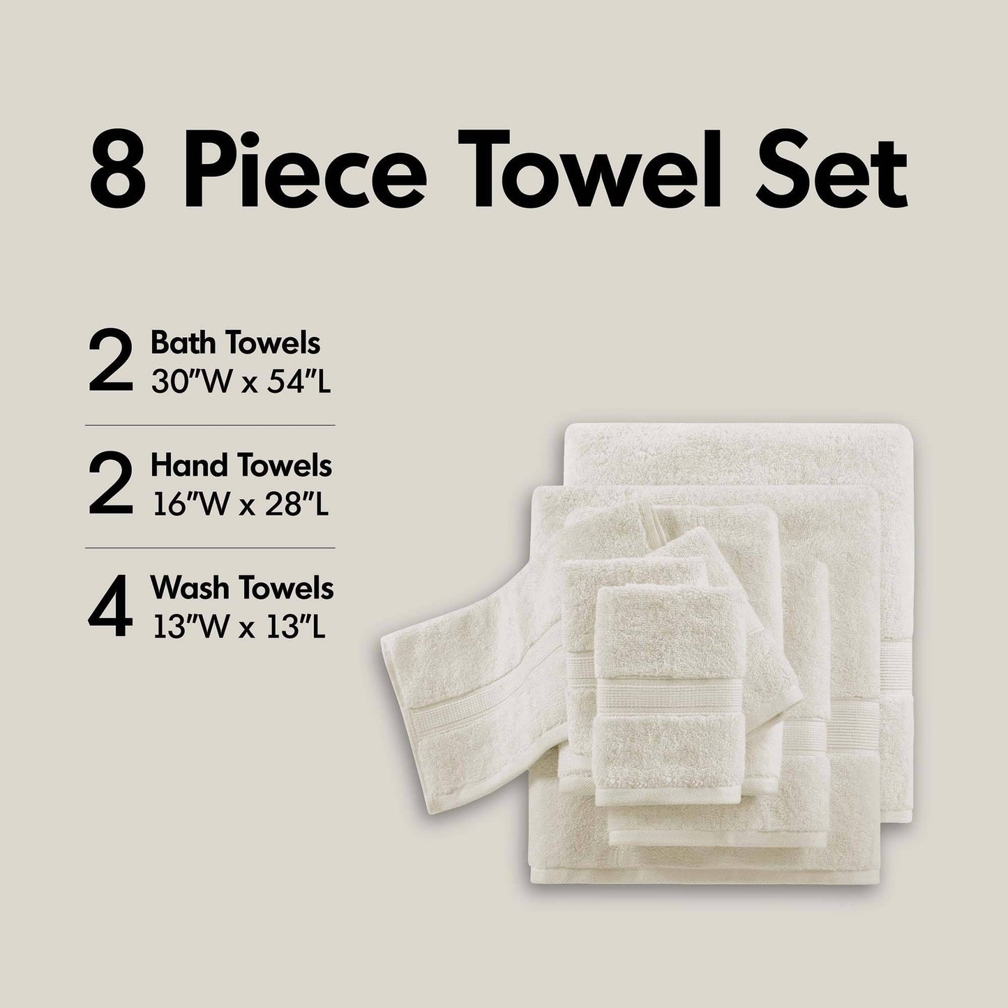 Madison Park Signature 800GSM Ultra-Soft 100% Cotton Absorbent Towel Set