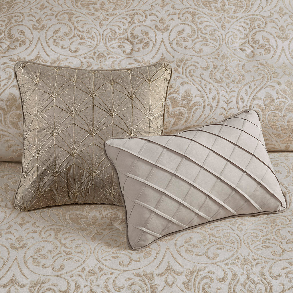 Madison Park 12 Piece Jacquard Comforter Set with Bed Sheets