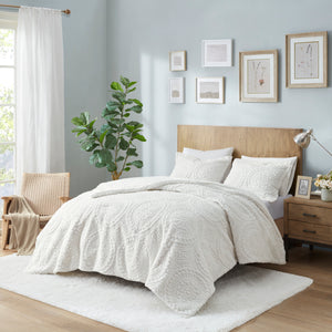 Arya Embroidered Medallion Faux Fur Ultra Plush Duvet Cover Set