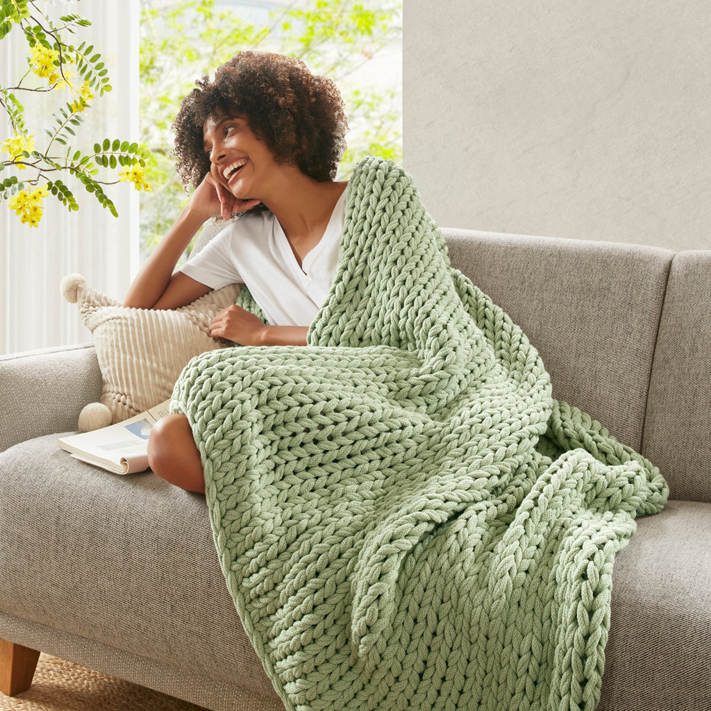 Madison Park Hand Made Chunky Double Knit Throw Blanket