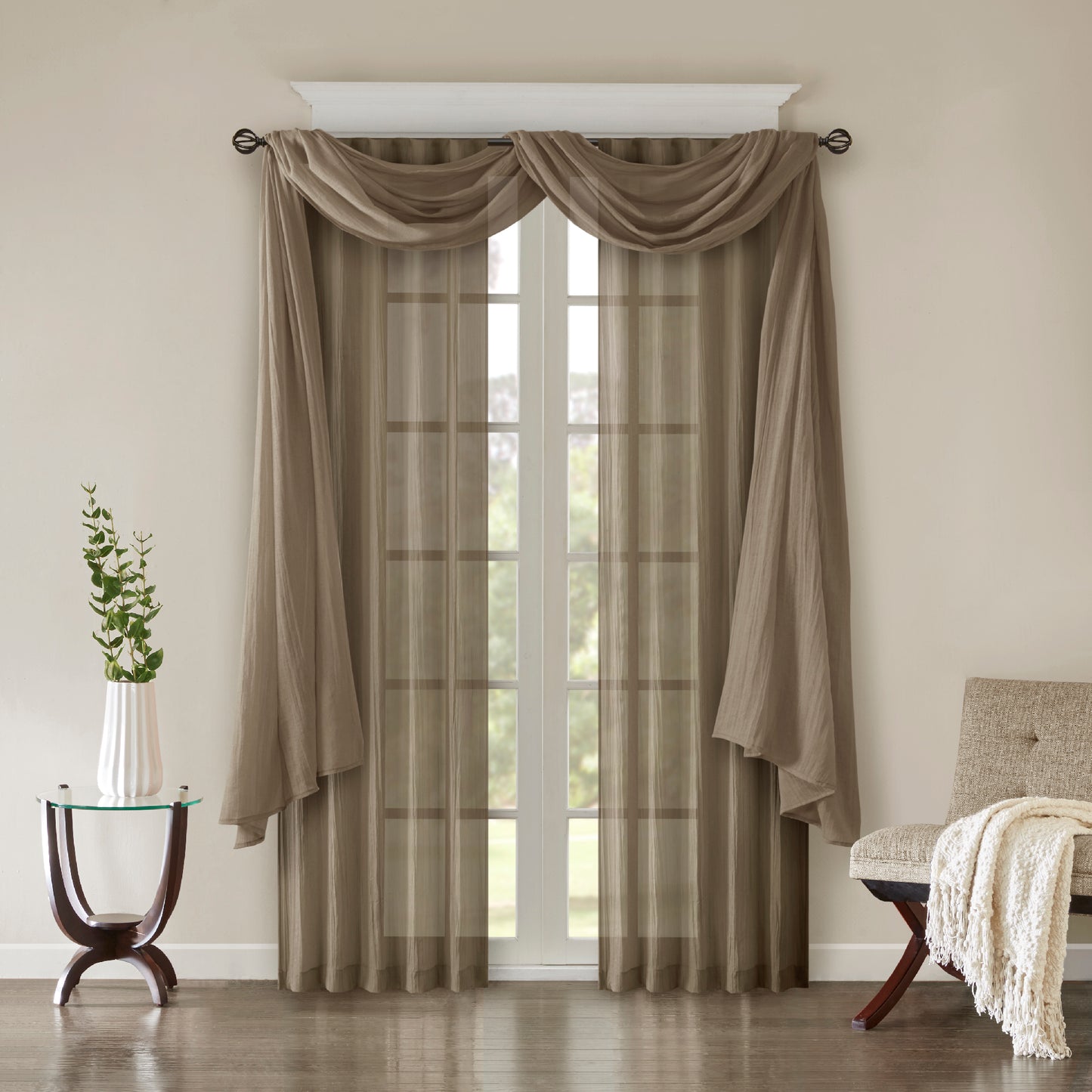 Madison Park Solid Crushed Curtain Panel Pair