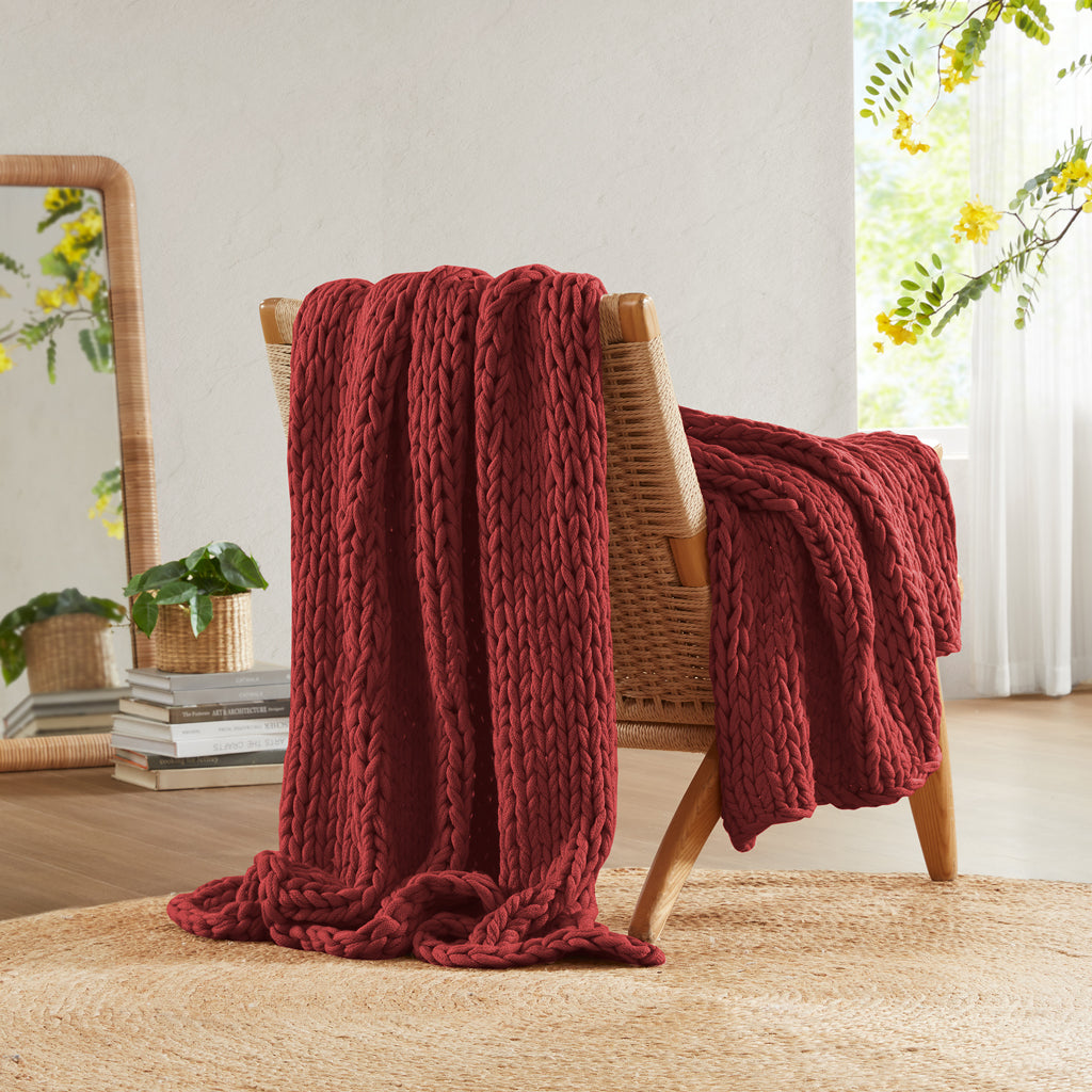 Madison Park Hand Made Chunky Double Knit Throw Blanket
