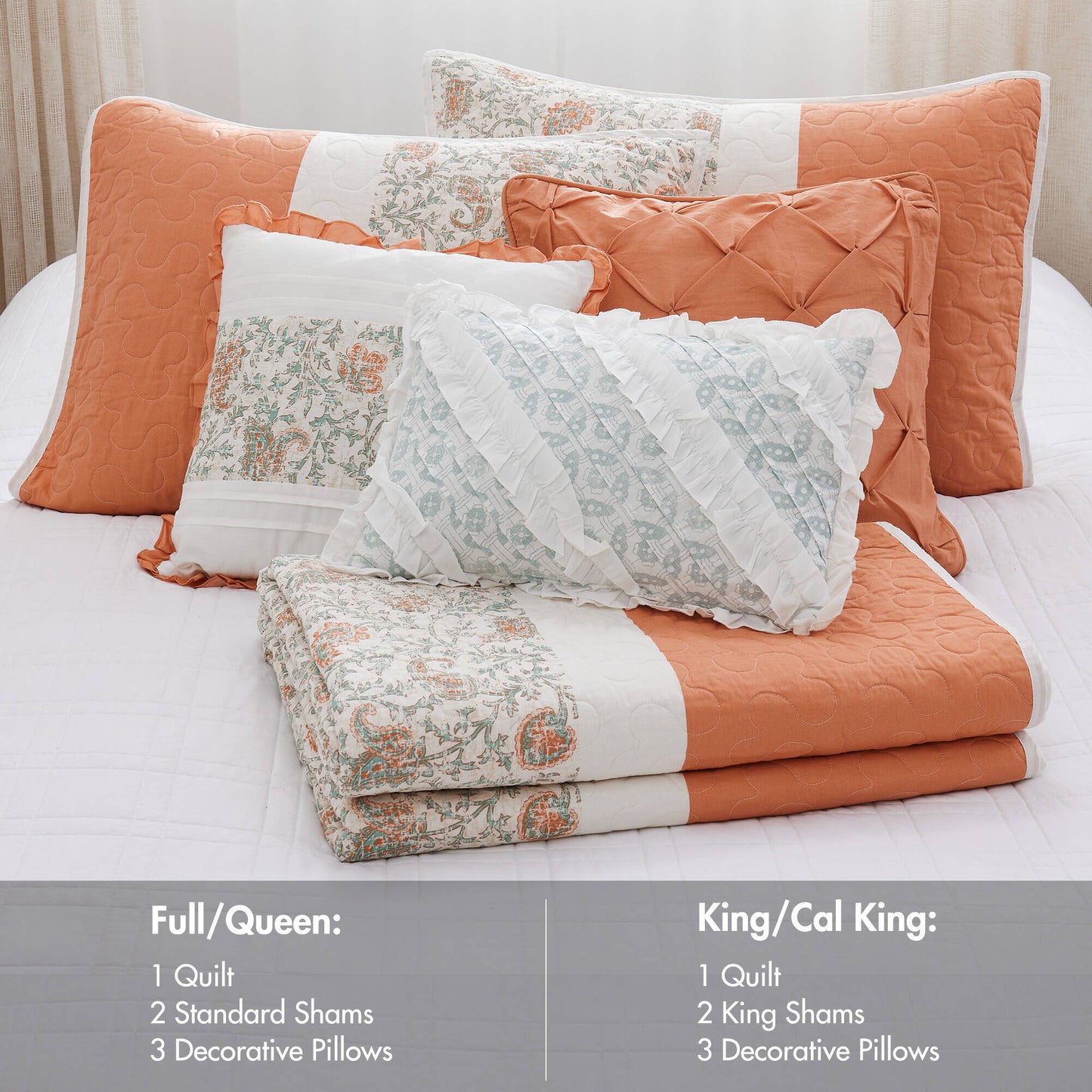 Madison Park 6 Piece Cotton Percale Quilt Set with Throw Pillows