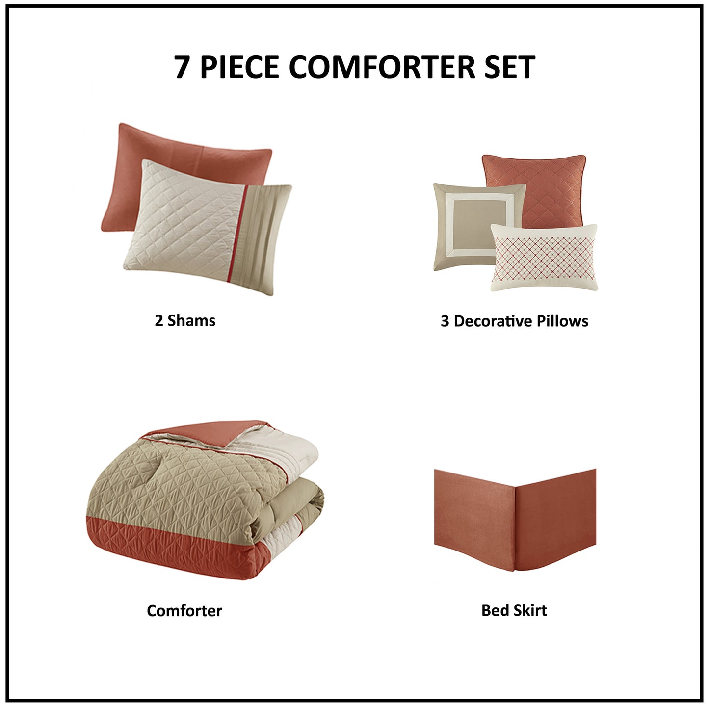 Madison Park 7 Piece Color Block Stripe Comforter Set with Throw Pillows