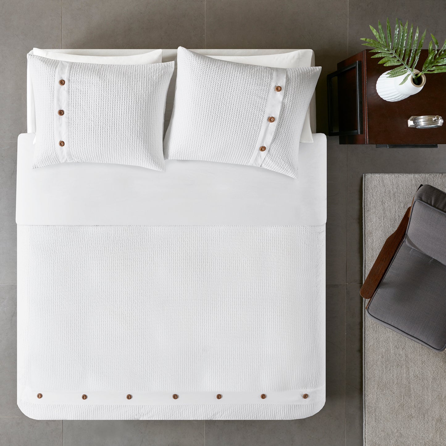 Madison Park 3 Piece Cotton Waffle Weave Duvet Cover Set