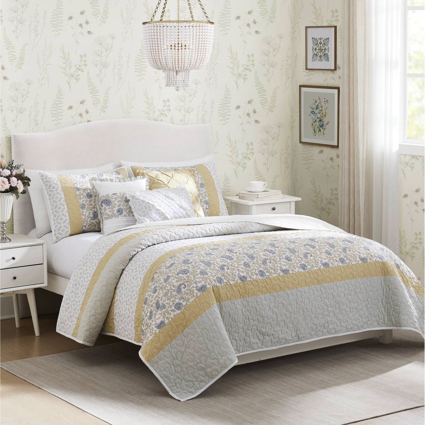 Madison Park 6 Piece Cotton Percale Quilt Set with Throw Pillows