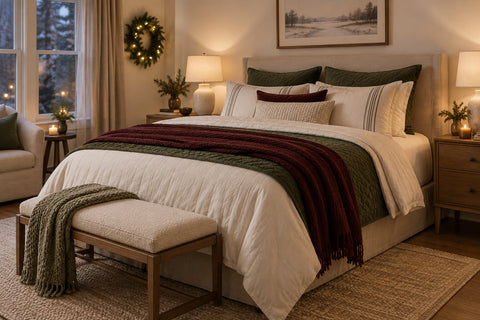 How to Build a Cozy Holiday Bedroom With Bedding and Soft Layers