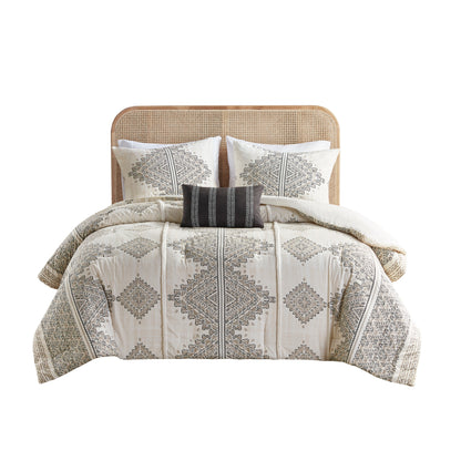 Madison Park 4 Piece Printed Duvet Cover Set with Throw Pillow