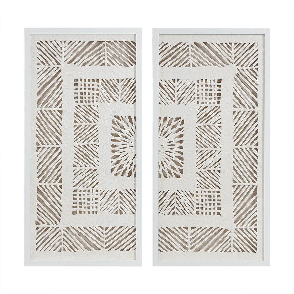 Madison Park Framed Geometric Rice Paper Panel 2-piece Shadowbox Wall Decor Set