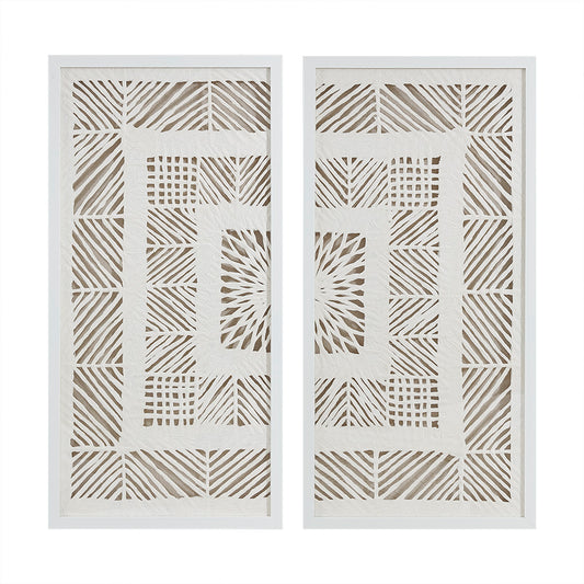 Madison Park Framed Geometric Rice Paper Panel 2-piece Shadowbox Wall Decor Set