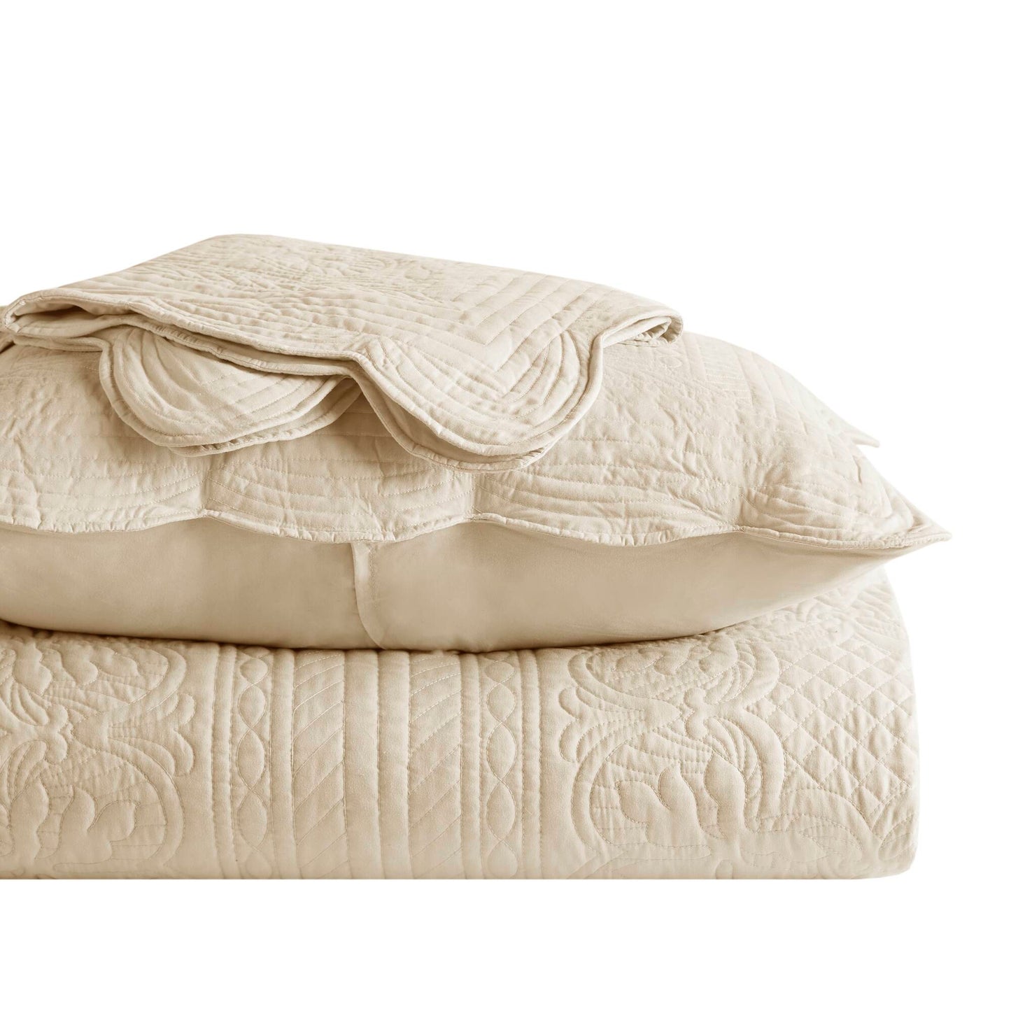 Madison Park 3 Piece Reversible Scalloped Edge Quilt Set