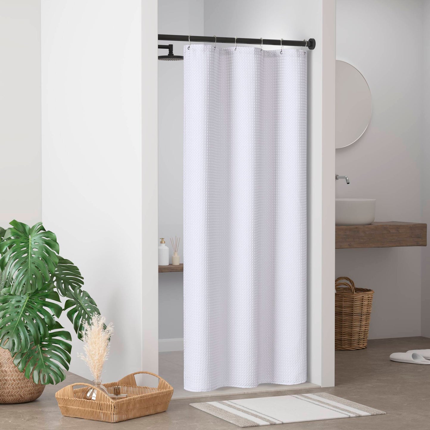 Madison Park Waffle Shower Curtain