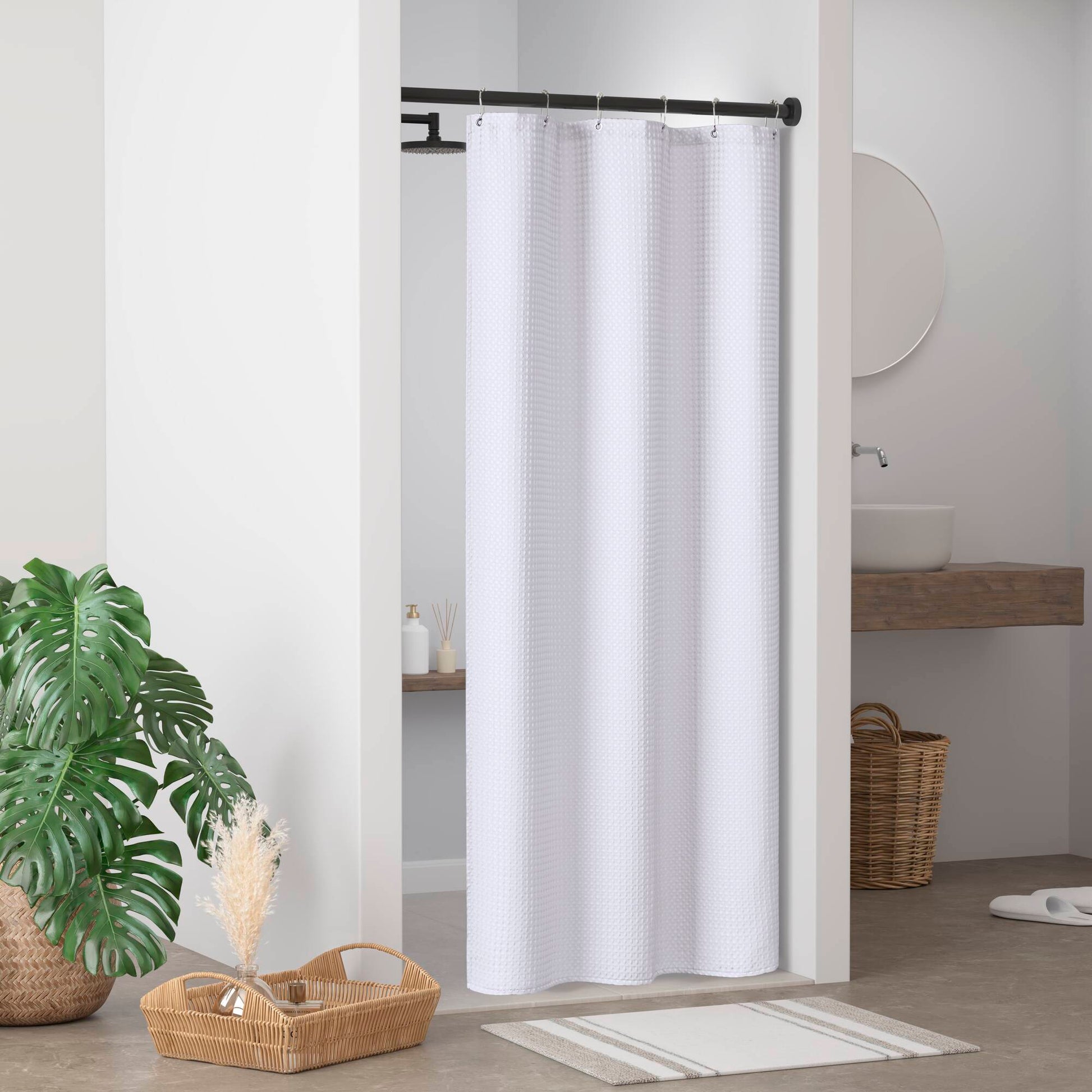 Madison Park Waffle Shower Curtain