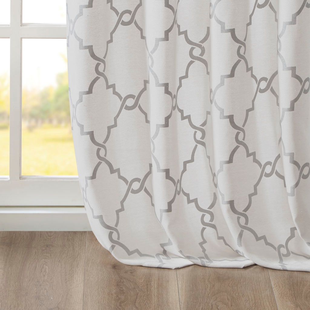 Madison Park Fretwork Print Grommet Top Window Curtain Panel