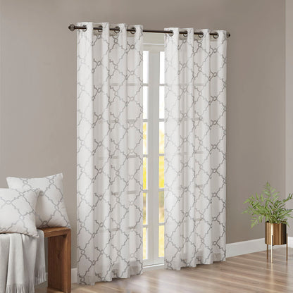 Madison Park Fretwork Print Grommet Top Window Curtain Panel