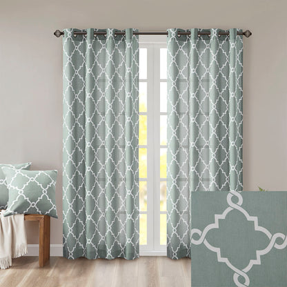 Madison Park Fretwork Print Grommet Top Window Curtain Panel