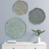 Rossi Textured Feather 3-Piece Metal Disc Wall Decor Set